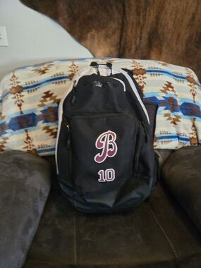 Black Kids Demarini Batbag with Burgundy Accent Monogram and Number 10